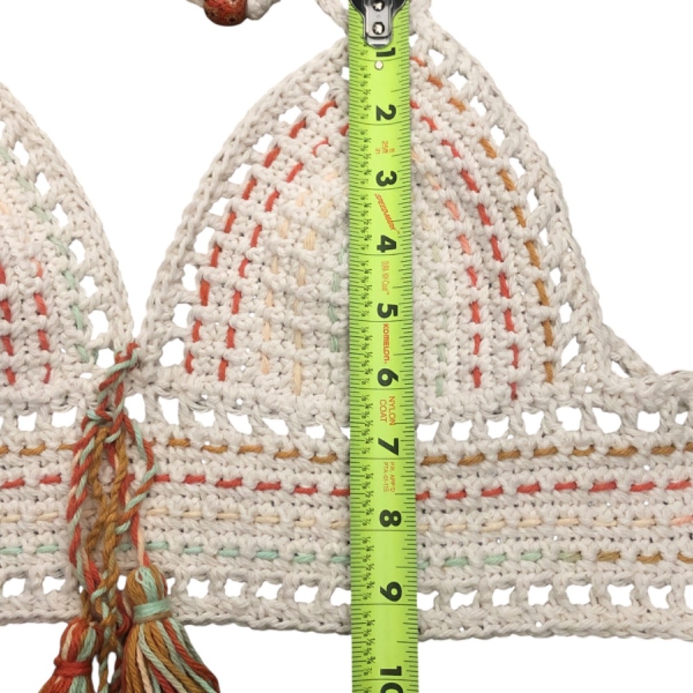Handmade Crochet Crop Top – Bohemian Juneteenth Festival Bralette w/Tassels - Picture 10 of 16